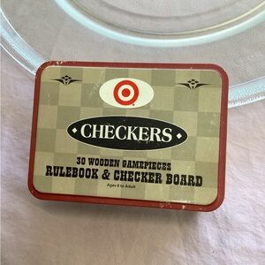 New - Vintage Wooden Checkers in Tin